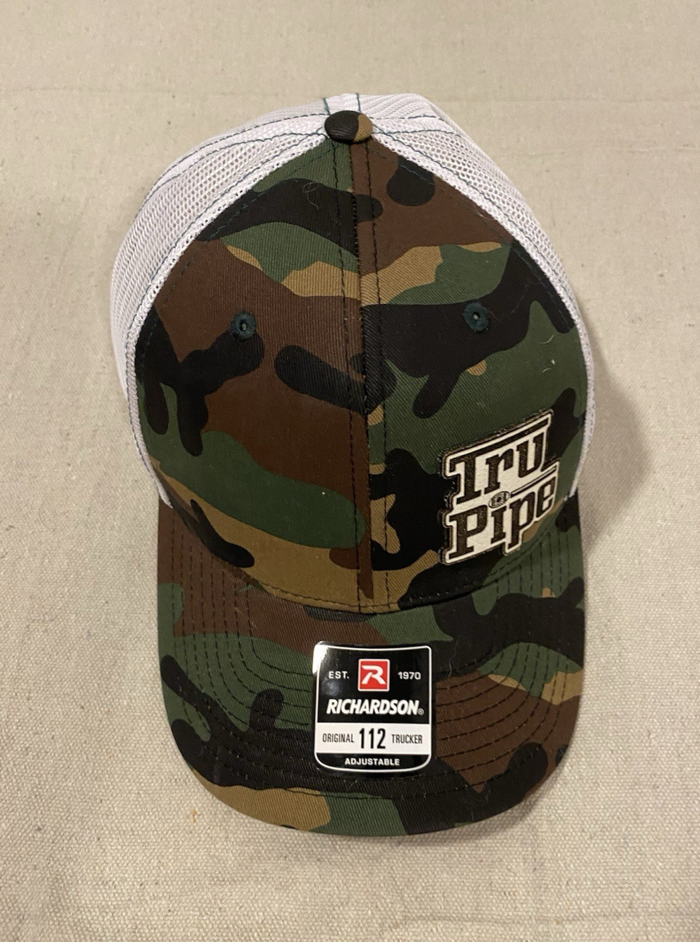 NWT Richardson Style 112P Camo Tru Pipe Trucker Hat Adjustable Snapback Cap